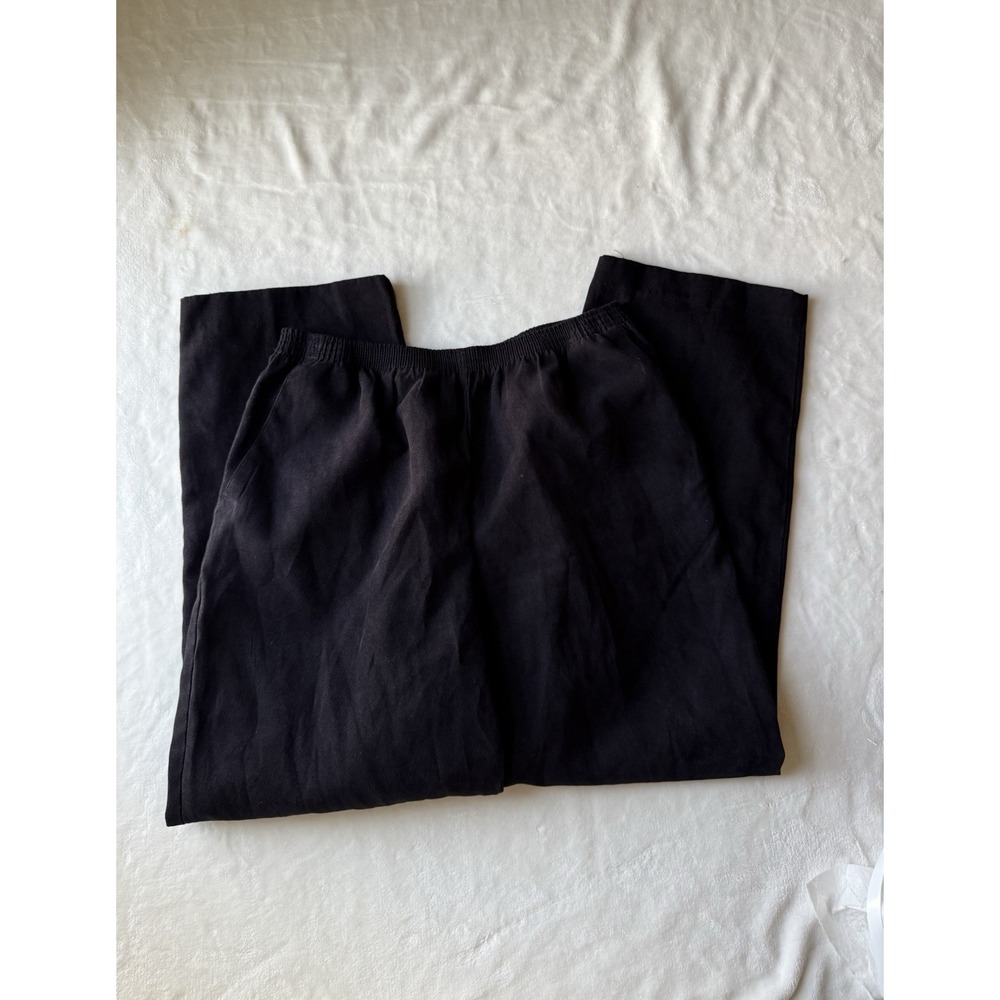 Alfred Dunner Elastic Waist Pull On Pants Size 10P Black High Waist Classic